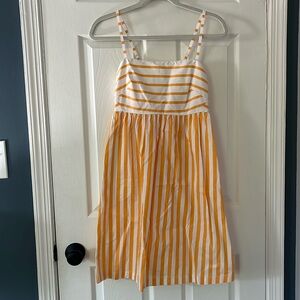 Orange and white bow baby doll dress